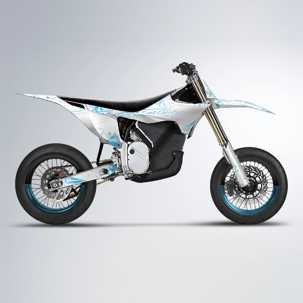 FLORAL Stark Varg SM supermoto graphics kit in Light Blue & White