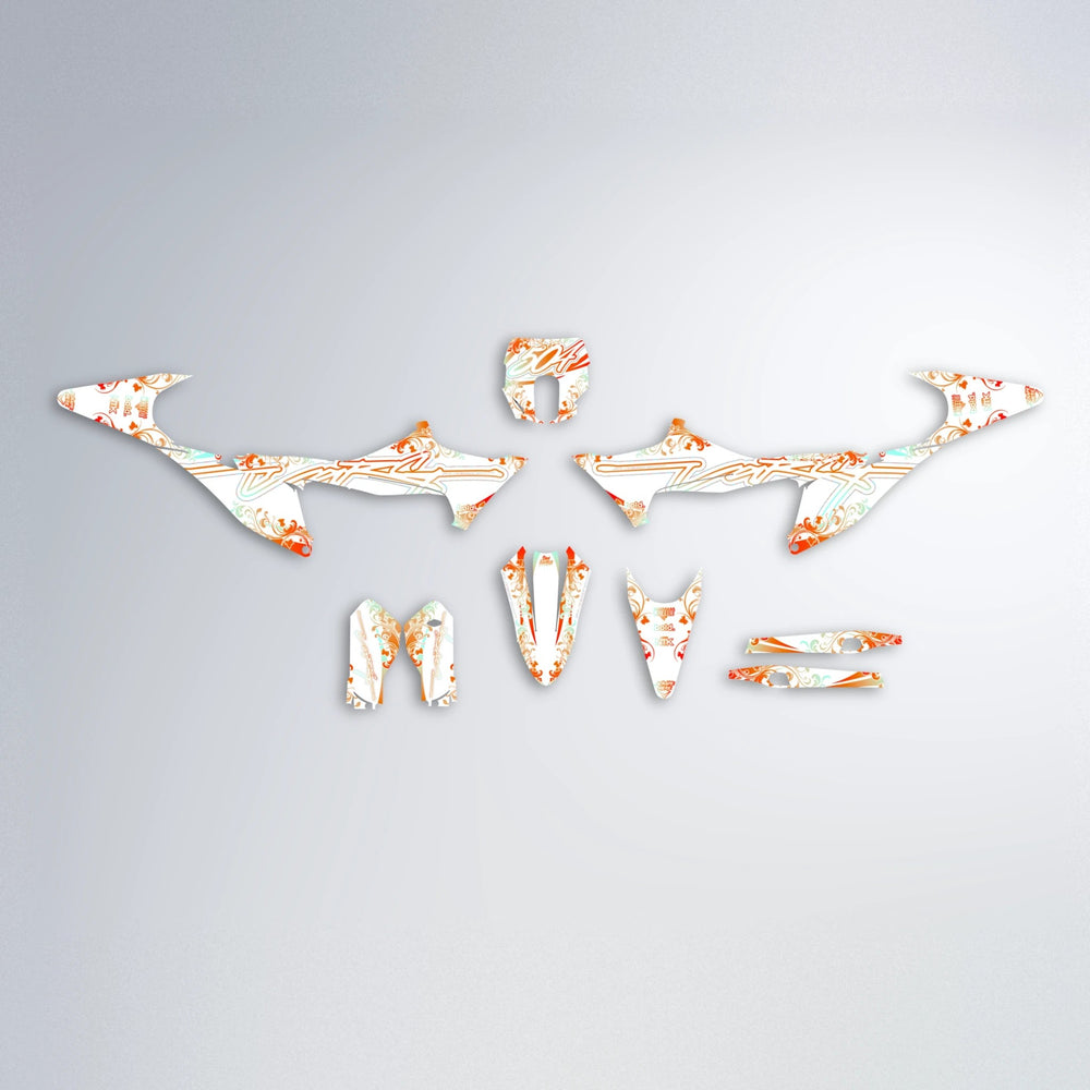FLORAL Stark Varg SM graphics kit parts layout in Orange