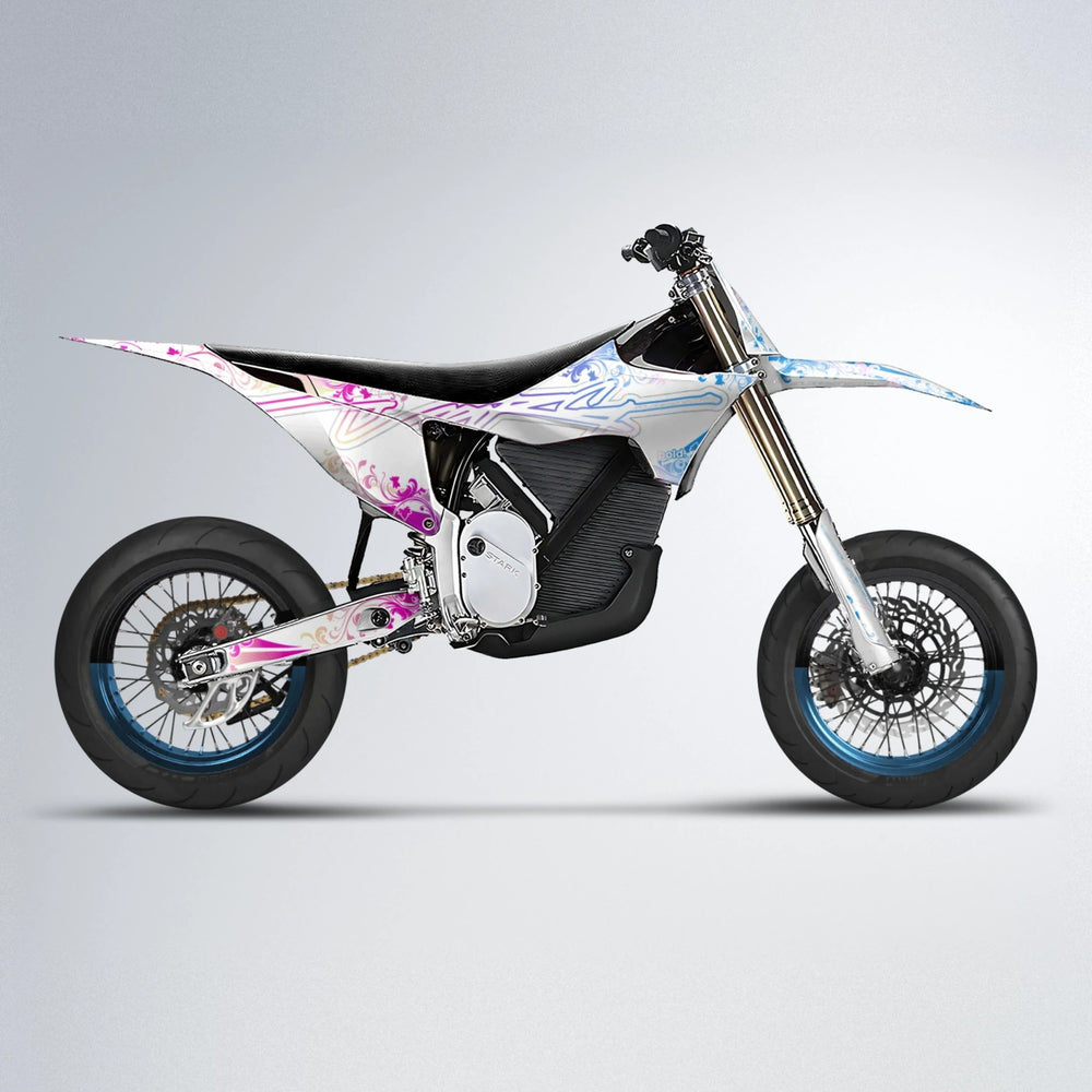 FLORAL Stark Varg SM supermoto graphics kit in Pink & Light Blue