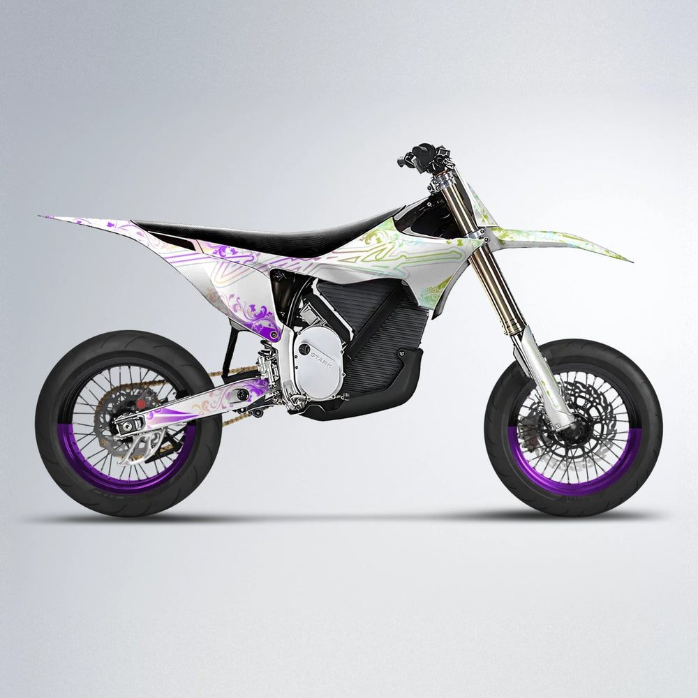 FLORAL Stark Varg SM supermoto graphics kit in Purple & Yellow