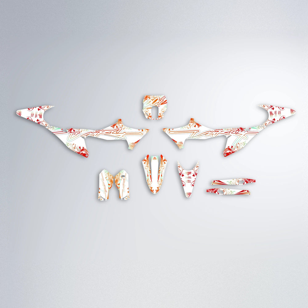 FLORAL Stark Varg SM graphics kit parts layout in Red & Orange