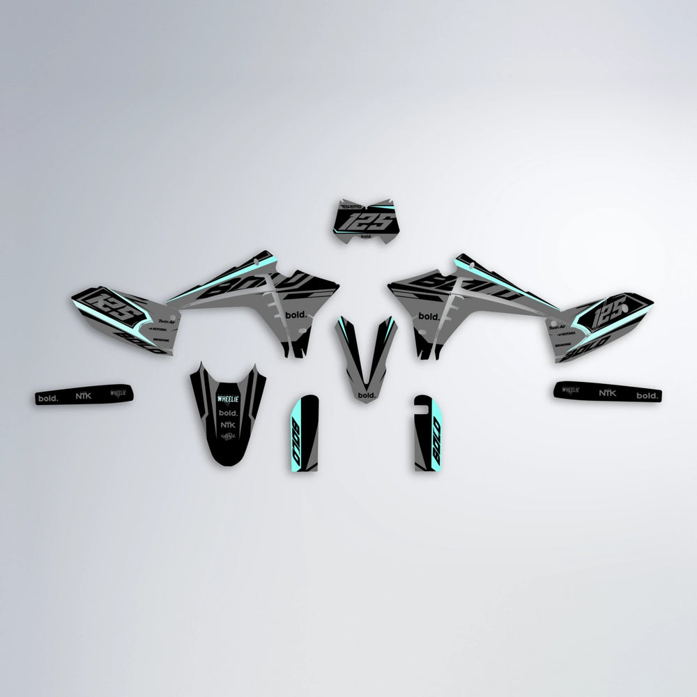 FLUX Fantic graphics kit parts layout in Mint