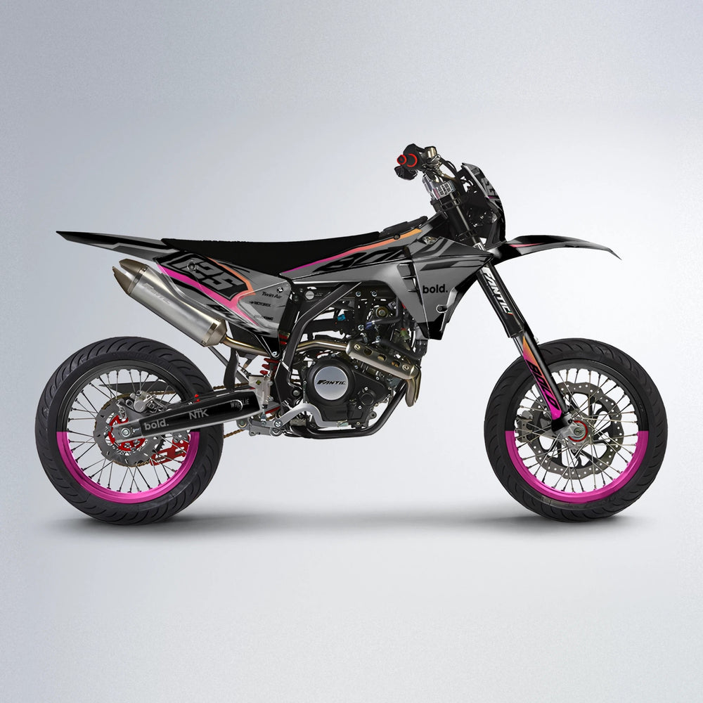 FLUX Fantic supermoto graphics kit in Pink & Yellow