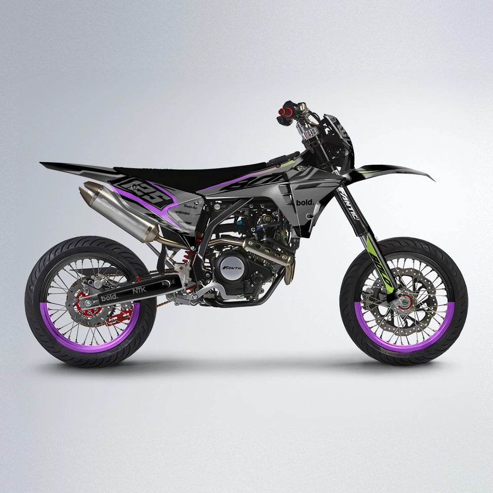 FLUX Fantic supermoto graphics kit in Purple & Yellow