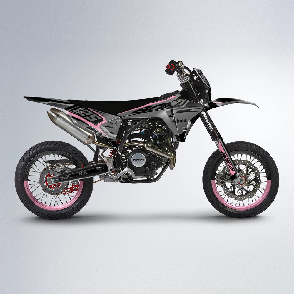 FLUX Fantic supermoto graphics kit in Sakura Pink