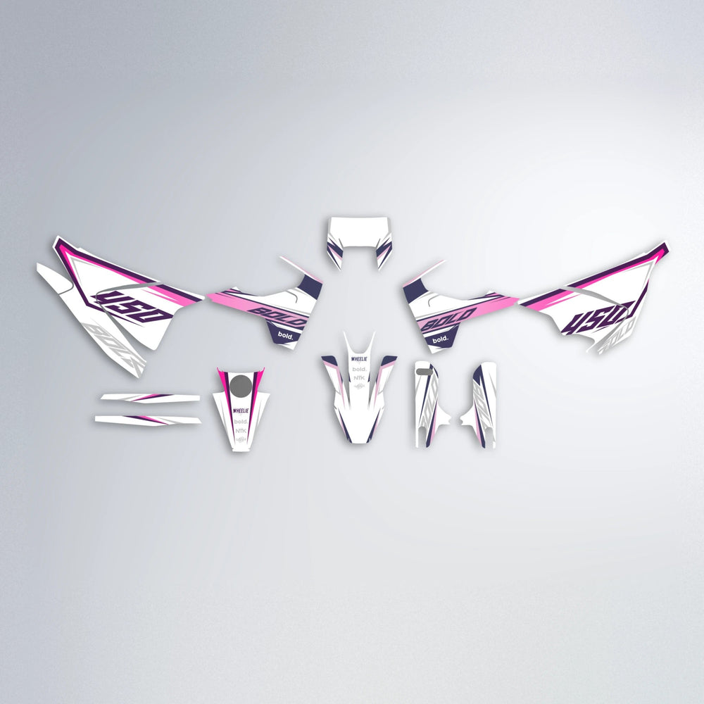 FRODE Husqvarna 701 graphics kit parts layout in Flamingo
