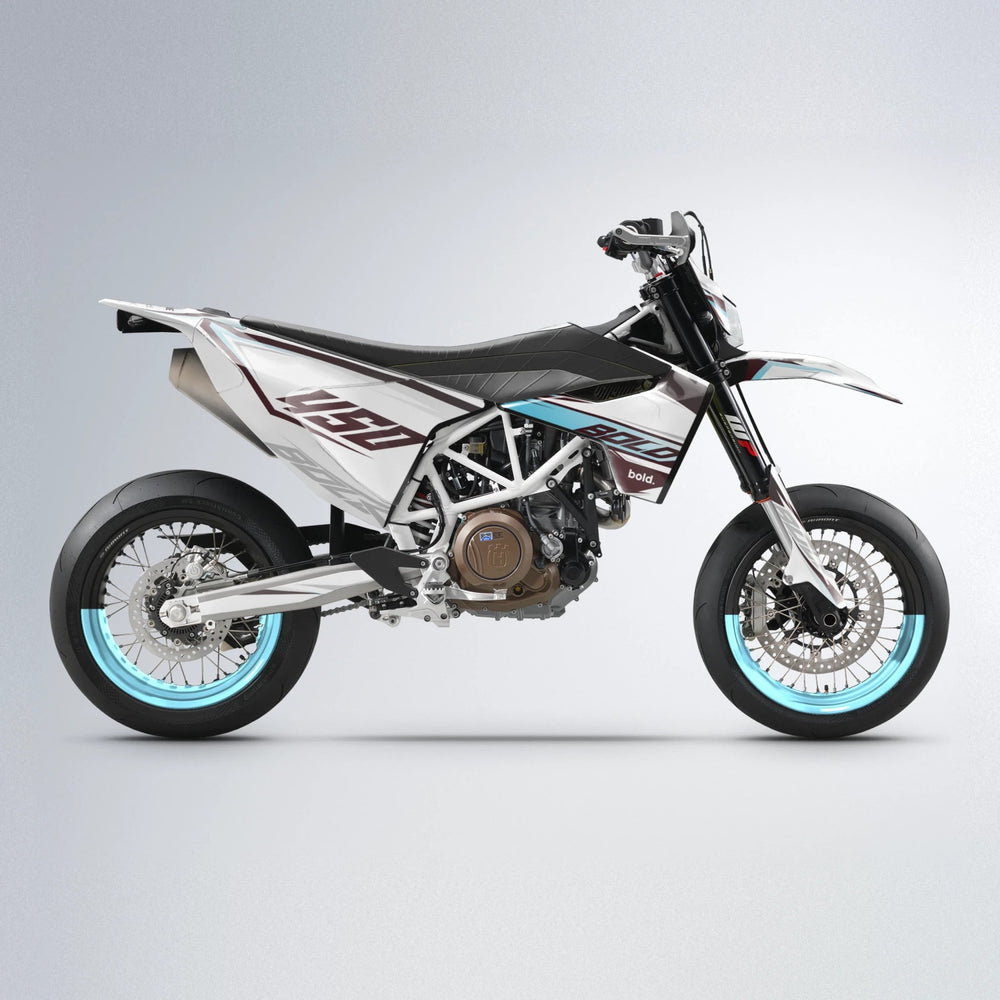 FRODE Husqvarna 701 supermoto graphics kit in Light Blue & White