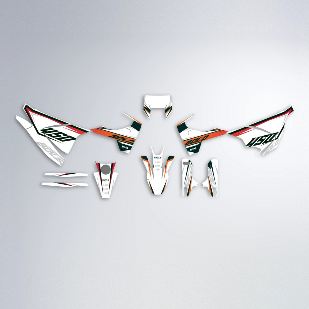 FRODE Husqvarna 701 graphics kit parts layout in Red & Orange