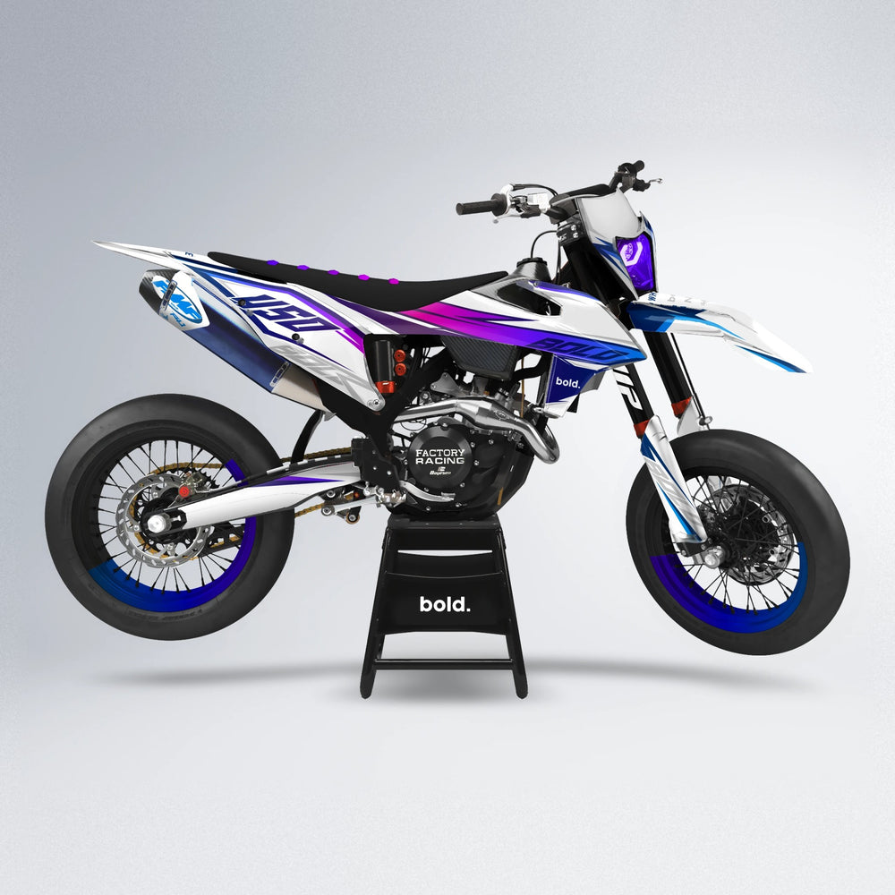 FRODE supermoto graphics kit in Blue Purple Fade