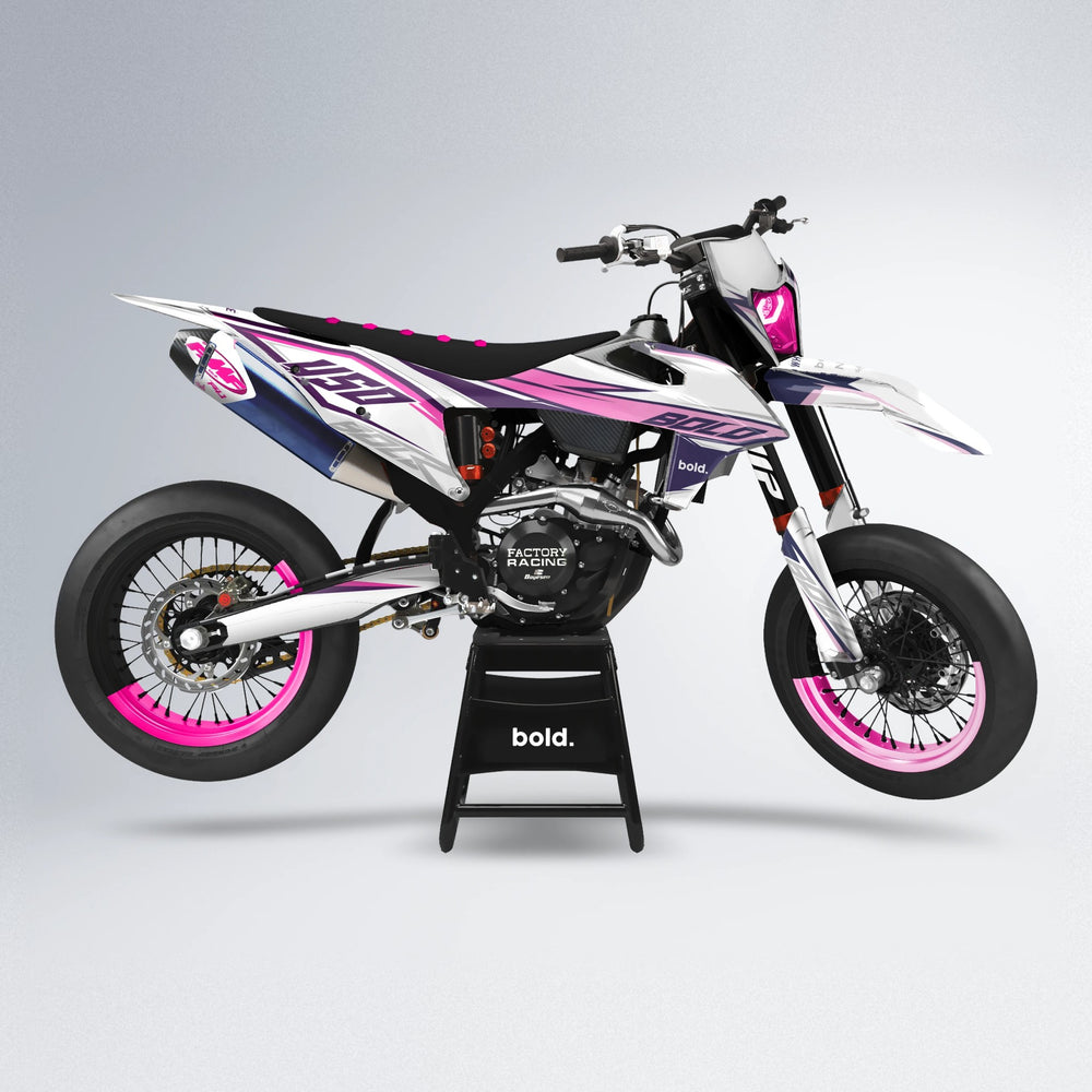FRODE supermoto graphics kit in Flamingo