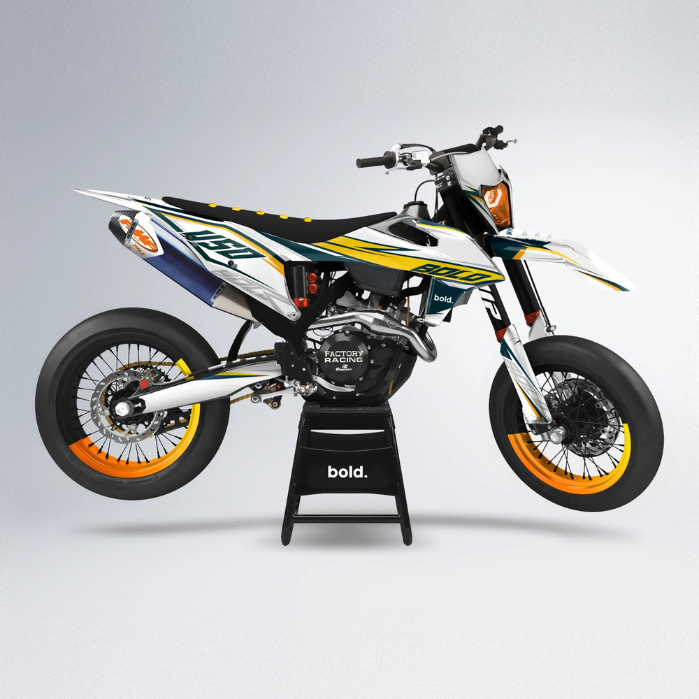 FRODE supermoto graphics kit in Orange & Yellow