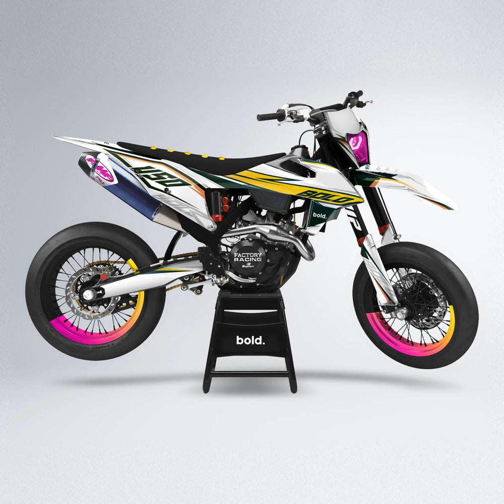 FRODE supermoto graphics kit in Pink & Yellow
