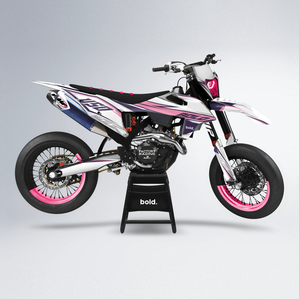 FRODE supermoto graphics kit in Sakura Pink