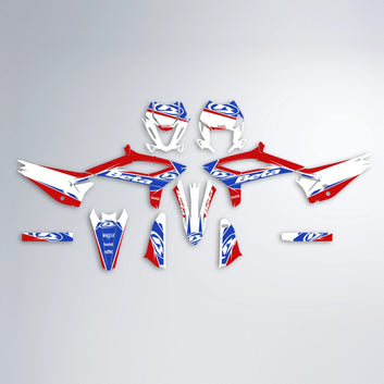 FRONTIER Beta graphics kit parts layout in Red