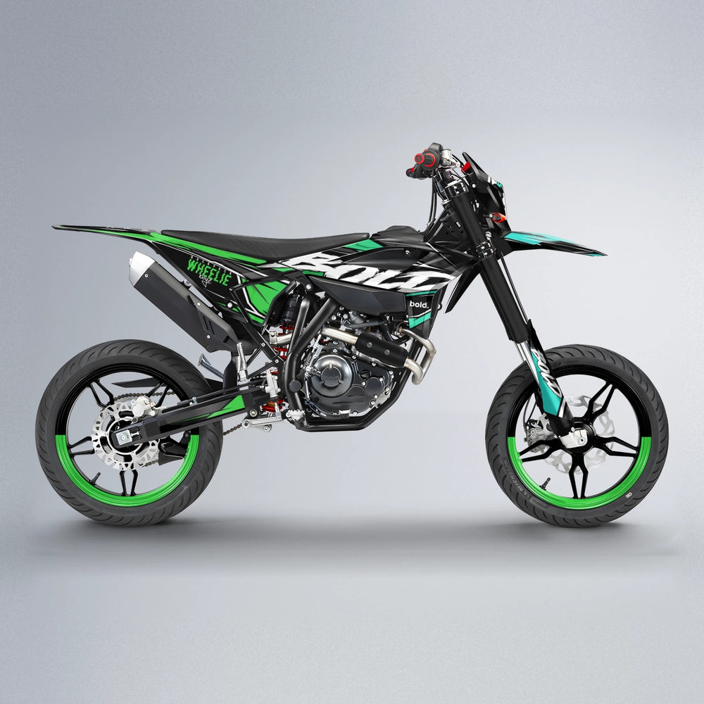 FURY Beta supermoto graphics kit in Cyan & Green