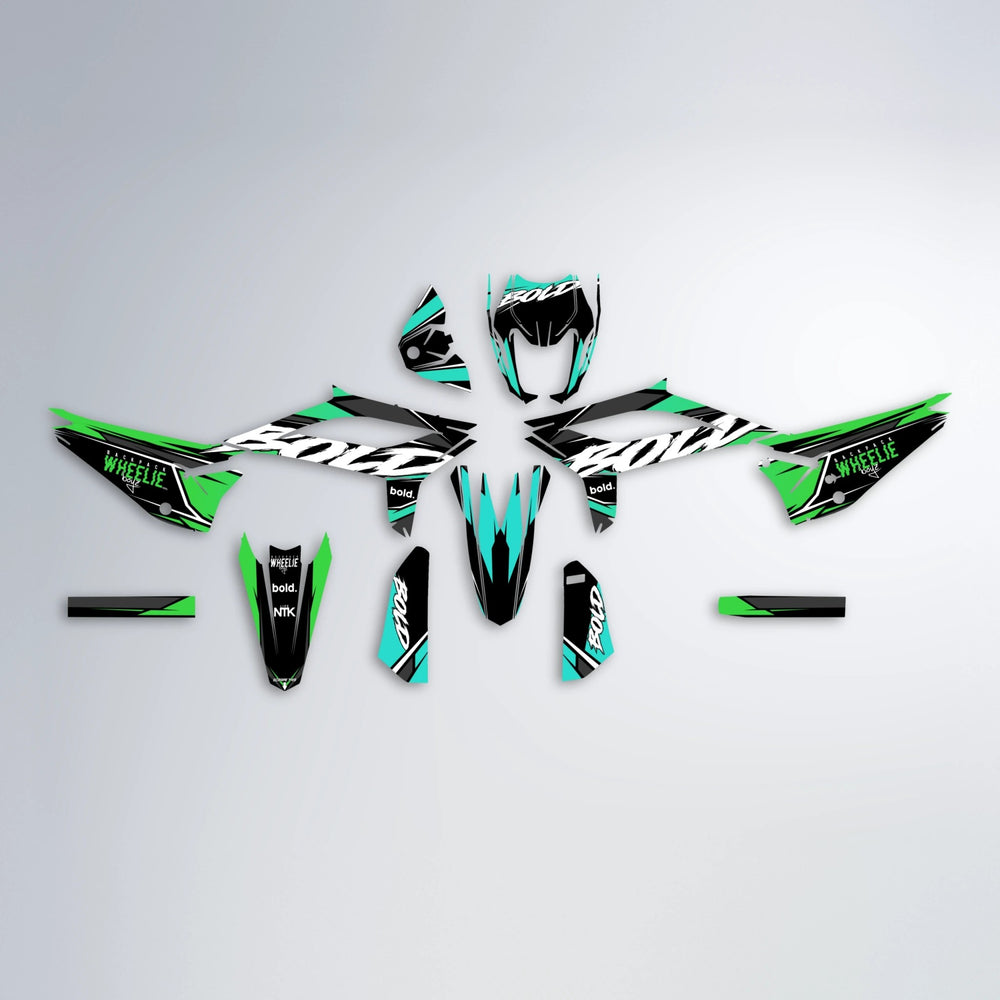 FURY Beta graphics kit parts layout in Cyan & Green