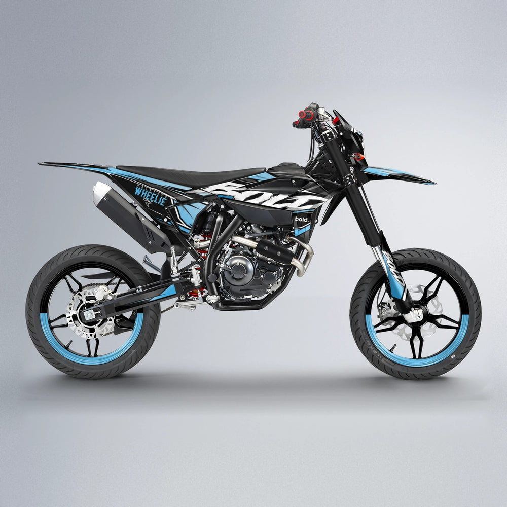 FURY Beta supermoto graphics kit in Light Blue & White