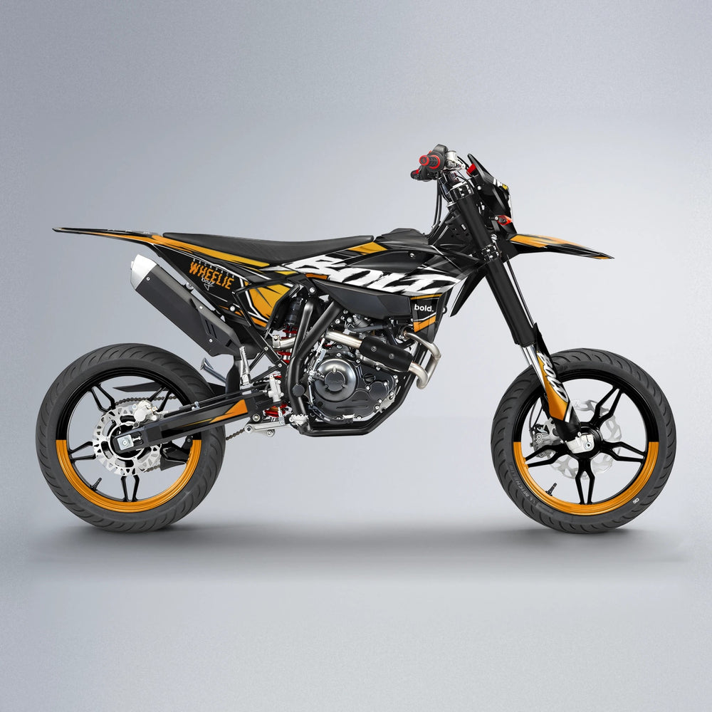 FURY Beta supermoto graphics kit in Orange & Yellow