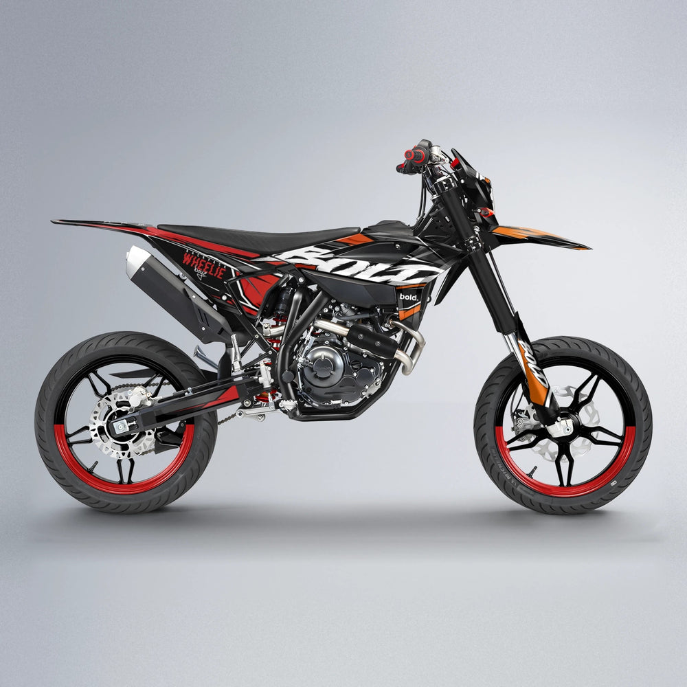FURY Beta supermoto graphics kit in Red & Orange