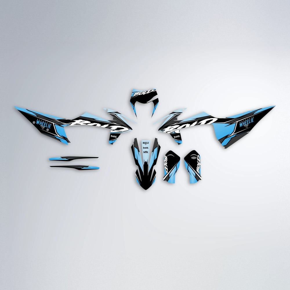 FURY graphics kit parts layout in Light Blue & White