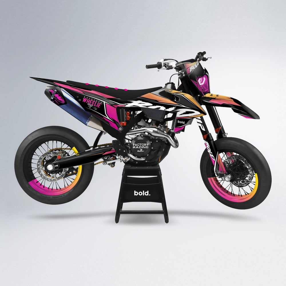 FURY supermoto graphics kit in Pink & Yellow