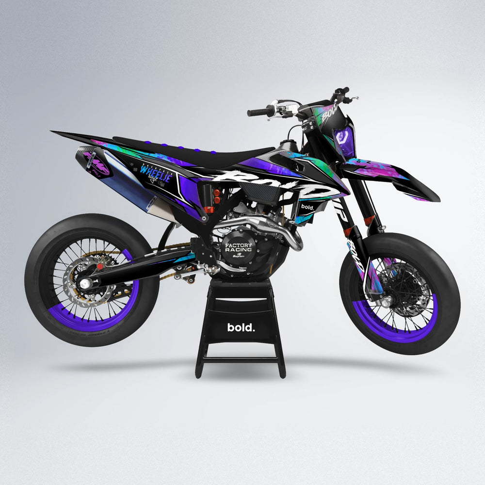 FURY supermoto graphics kit in Purple Holo