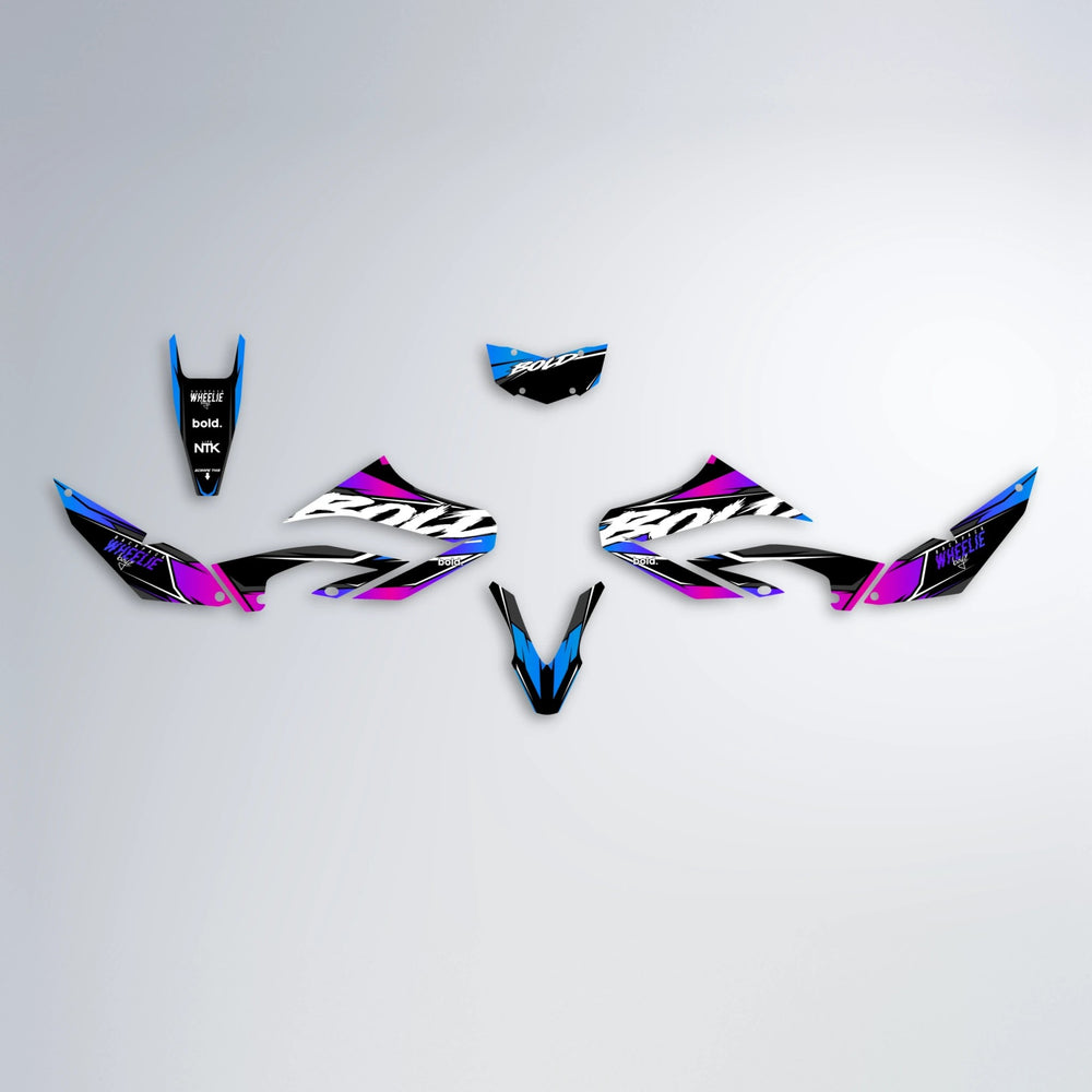 FURY Yamaha WR 125X graphics kit parts layout in Blue Purple Fade