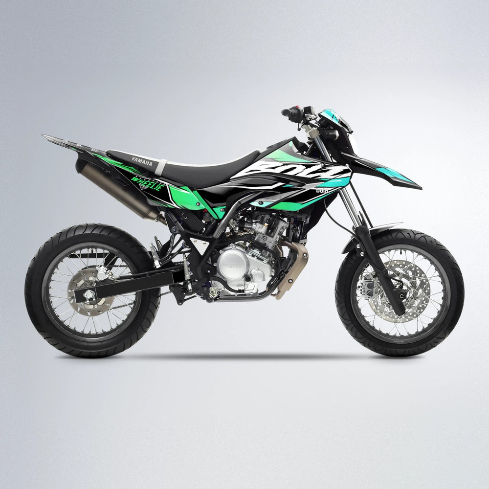 FURY Yamaha WR 125X supermoto graphics kit in Cyan & Green