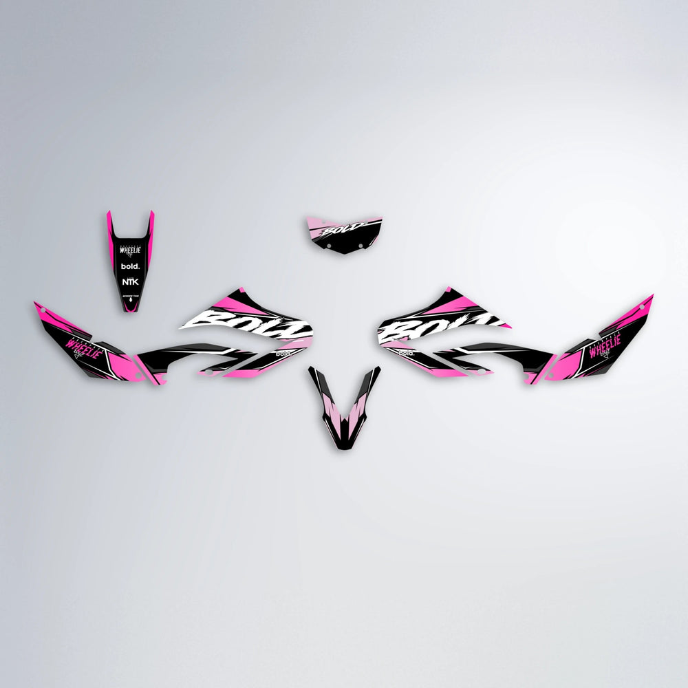 FURY Yamaha WR 125X graphics kit parts layout in Flamingo