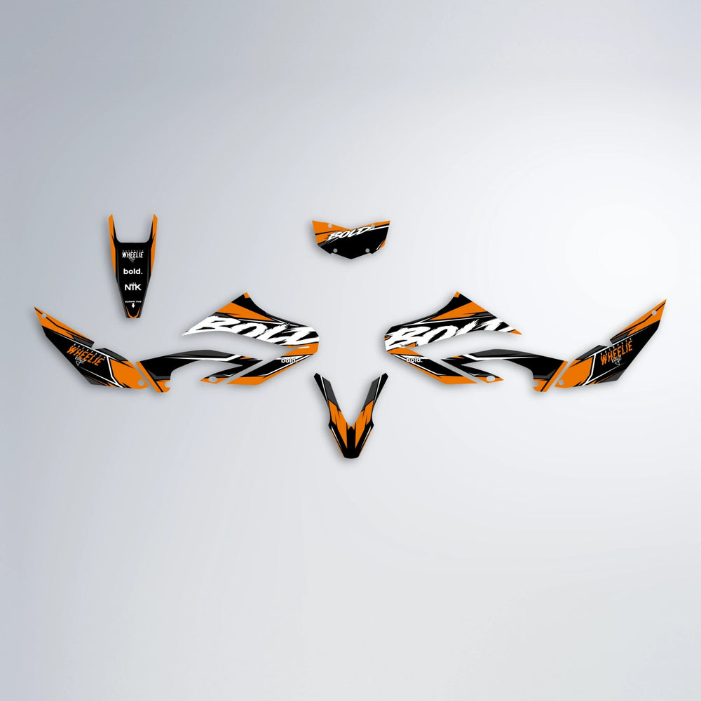 FURY Yamaha WR 125X graphics kit parts layout in Orange