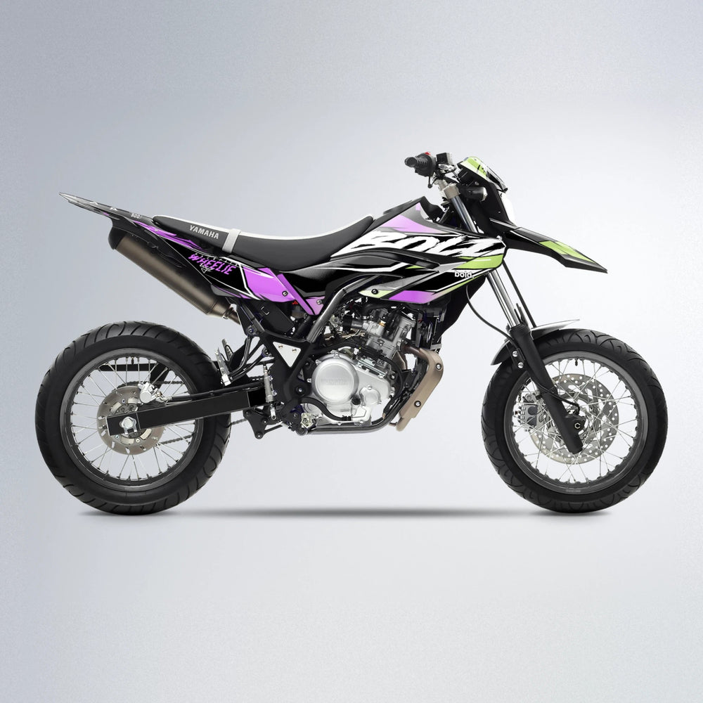 FURY Yamaha WR 125X supermoto graphics kit in Purple & Yellow