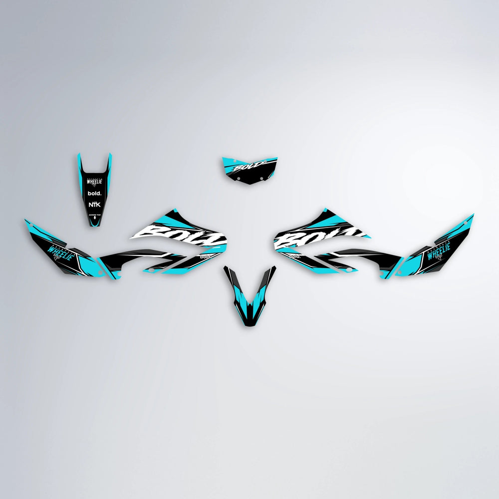 FURY Yamaha WR 125X graphics kit parts layout in Teal