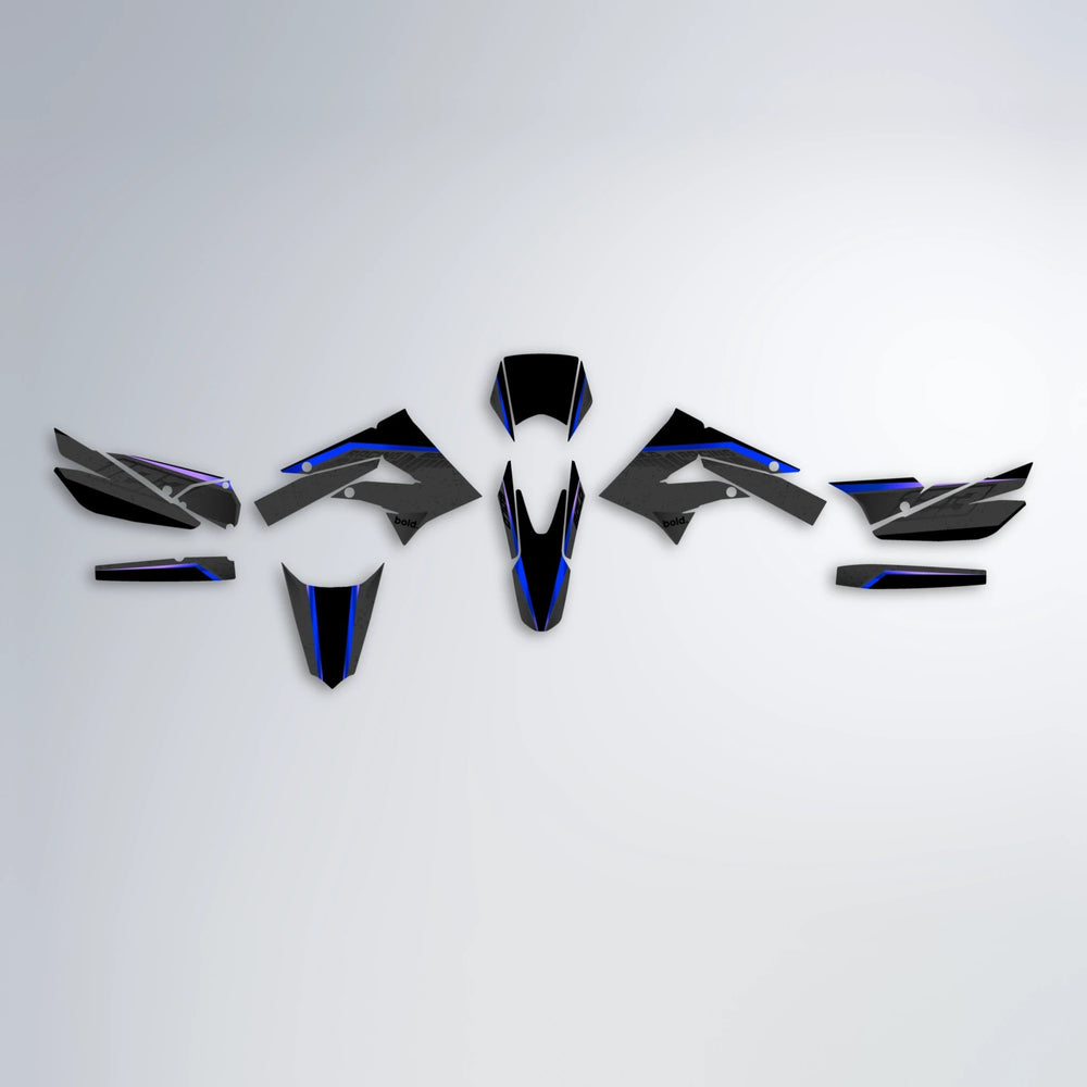 FUTURE Derbi Senda graphics kit parts layout in Blue