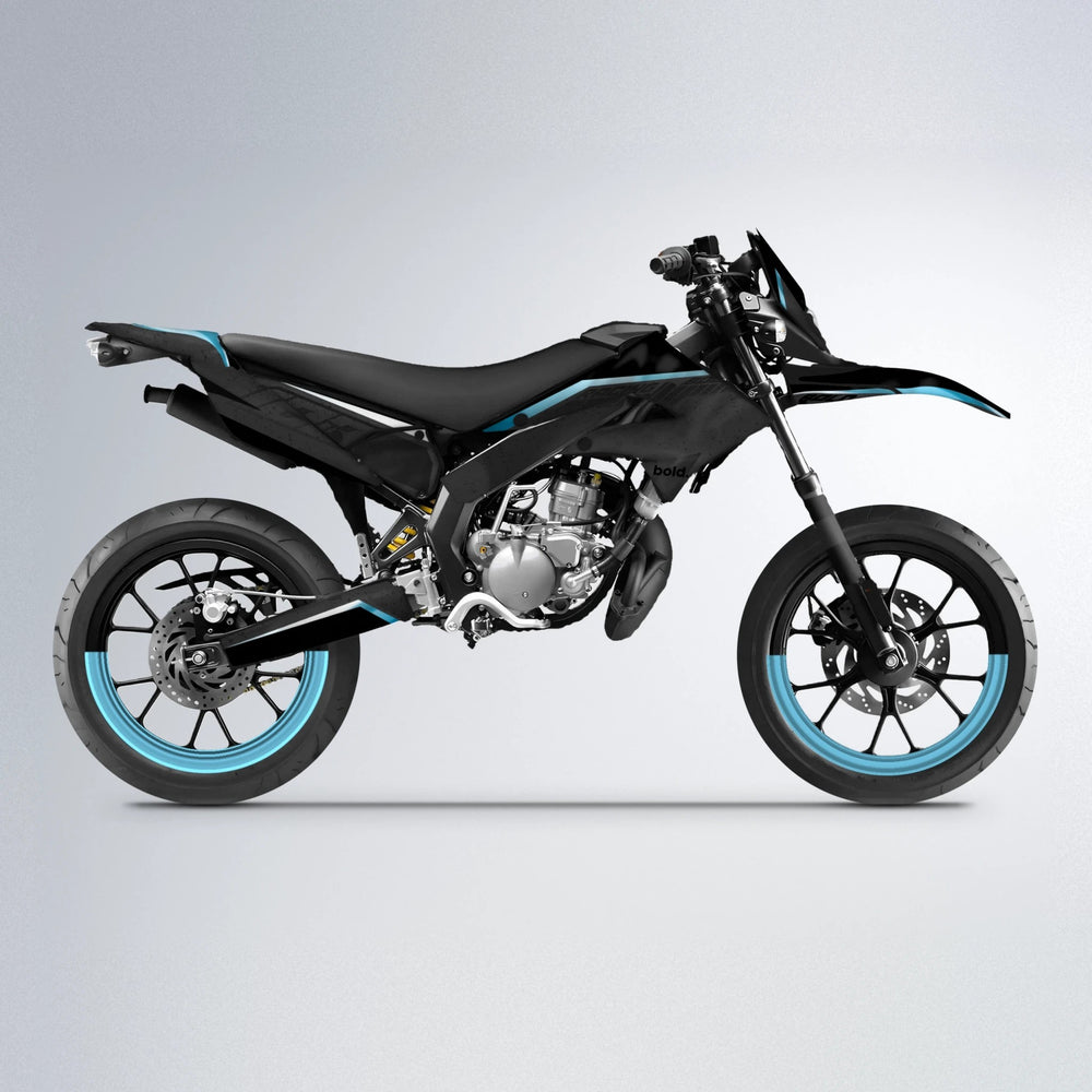 FUTURE Derbi Senda supermoto graphics kit in Light Blue & White