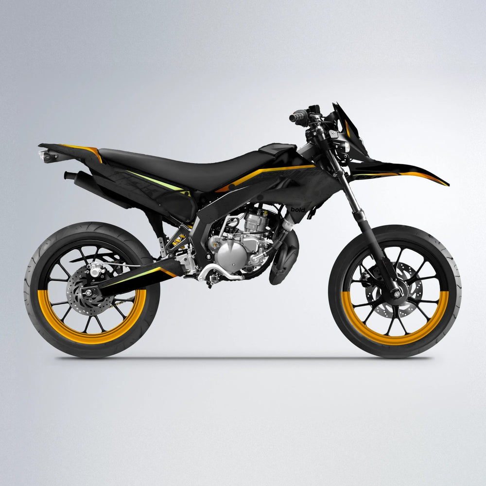FUTURE Derbi Senda supermoto graphics kit in Orange & Yellow