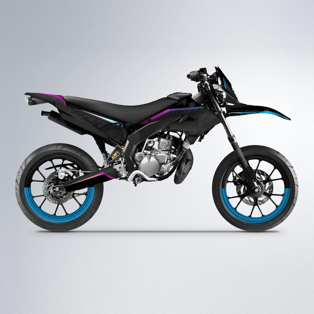FUTURE Derbi Senda supermoto graphics kit in Pink & Light Blue