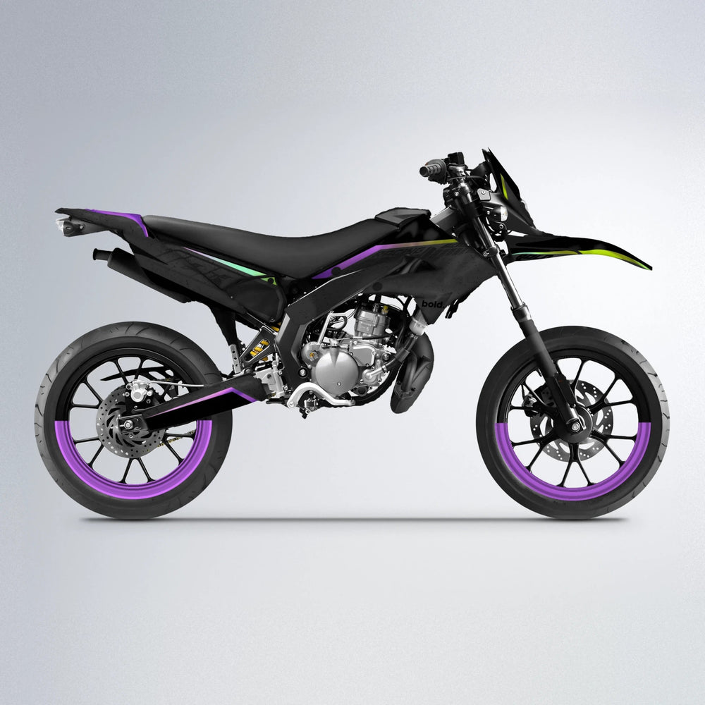 FUTURE Derbi Senda supermoto graphics kit in Purple & Yellow