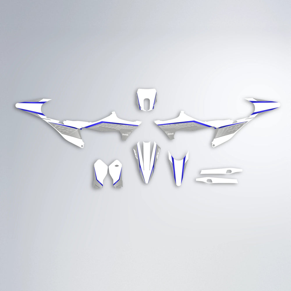 FUTURE Stark Varg MX graphics kit parts layout in Blue