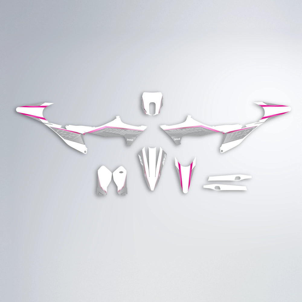 FUTURE Stark Varg MX graphics kit parts layout in Flamingo