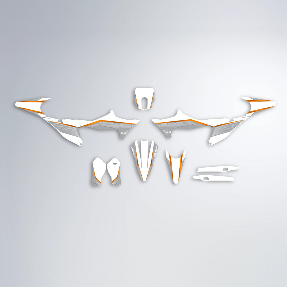 FUTURE Stark Varg MX graphics kit parts layout in Orange