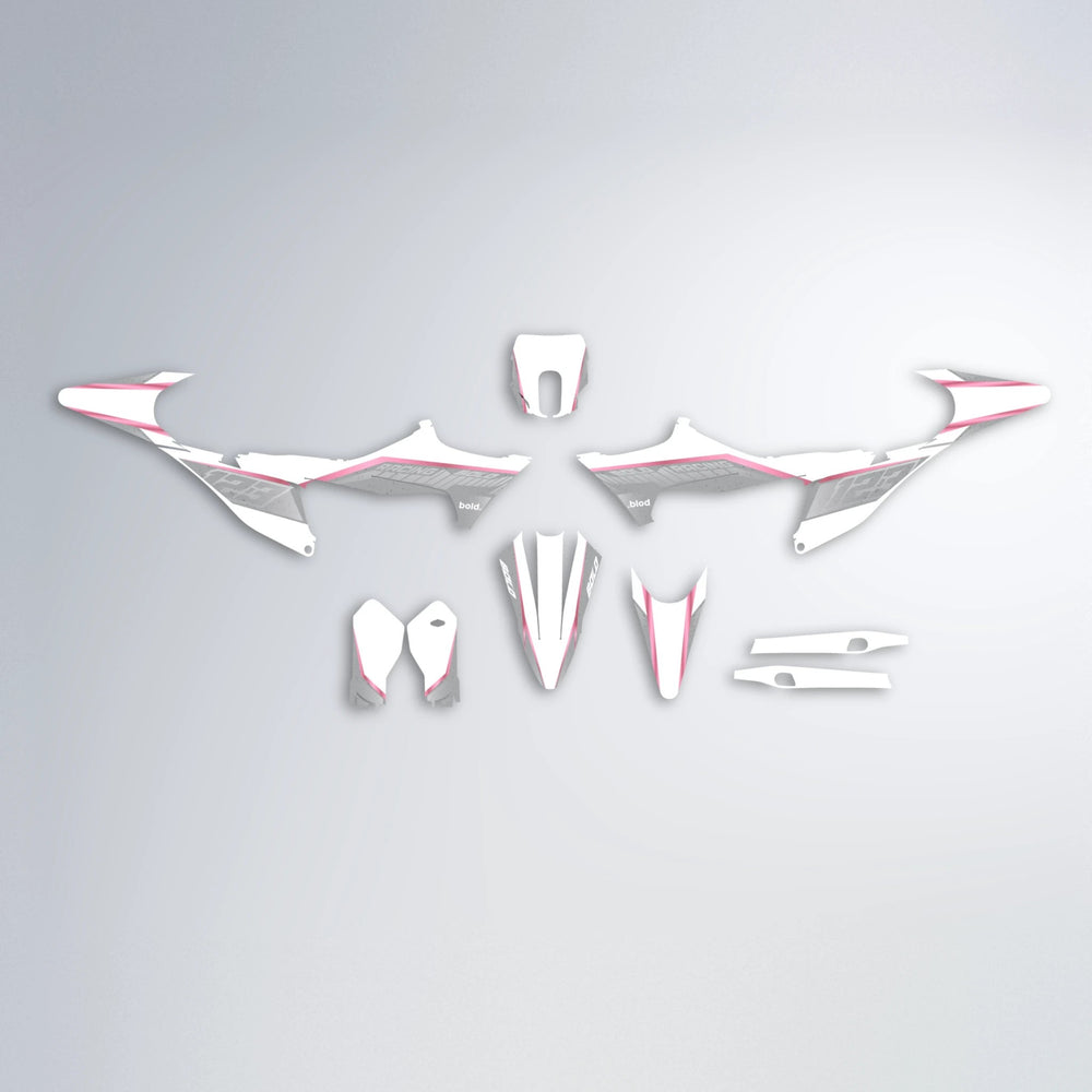 FUTURE Stark Varg MX graphics kit parts layout in Sakura Pink