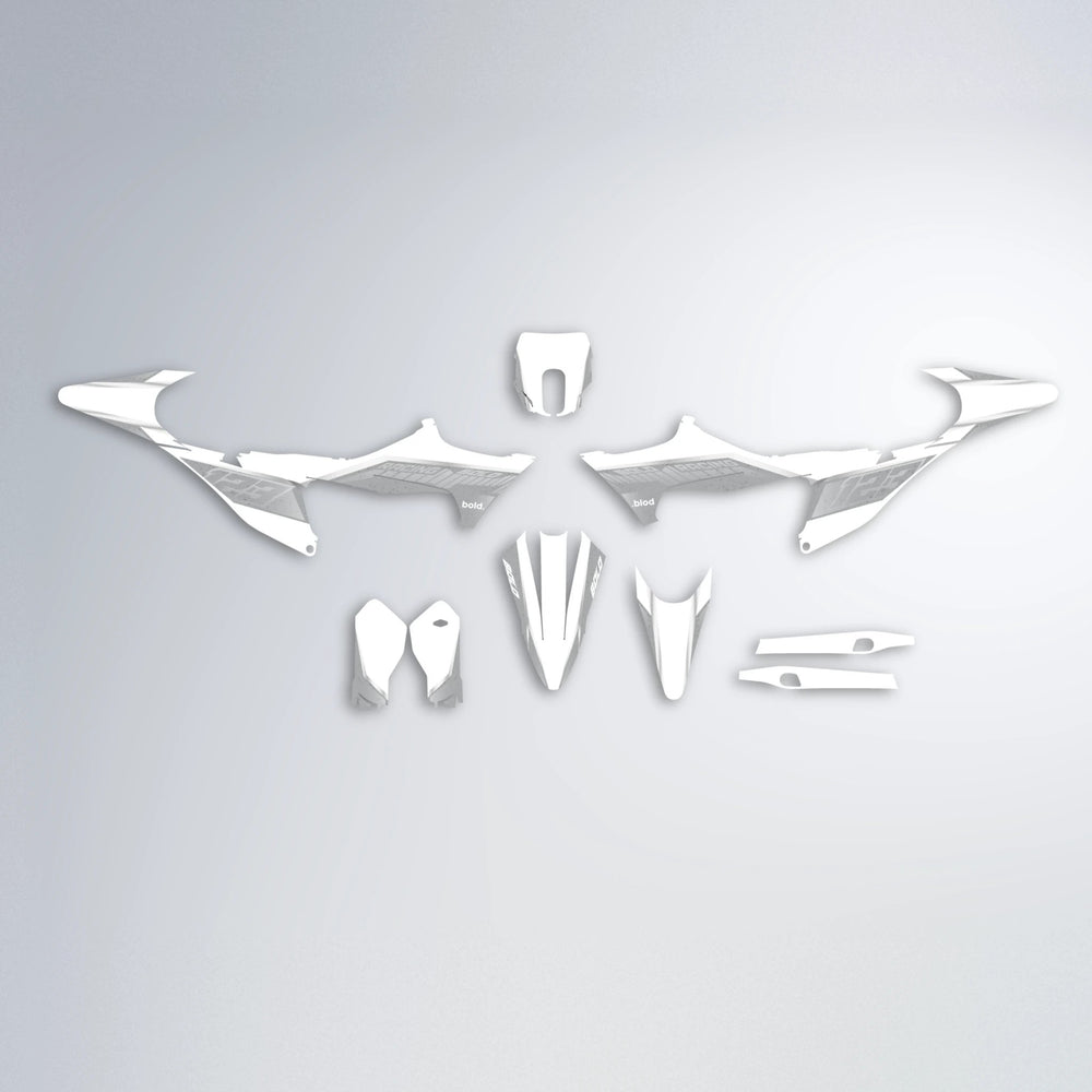 FUTURE Stark Varg MX graphics kit parts layout in White