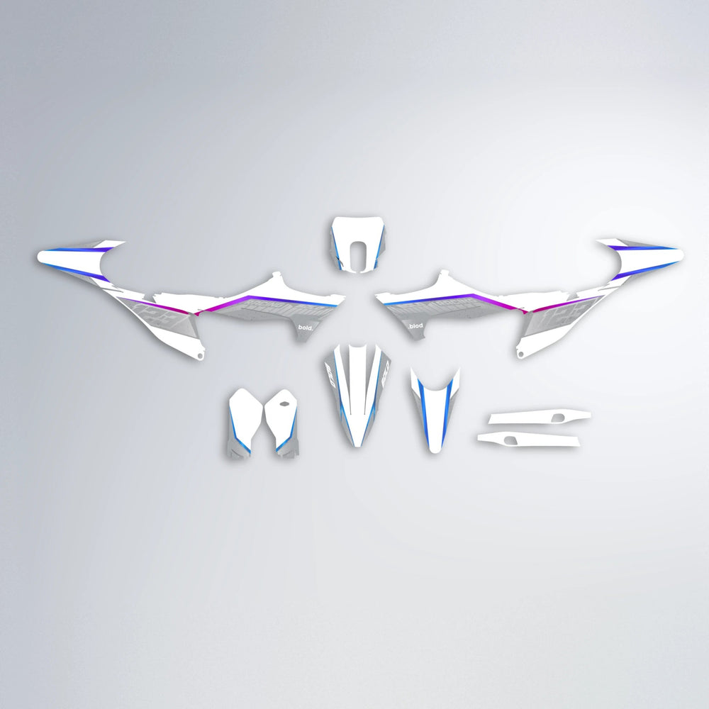 FUTURE Stark Varg SM graphics kit parts layout in Blue Purple Fade