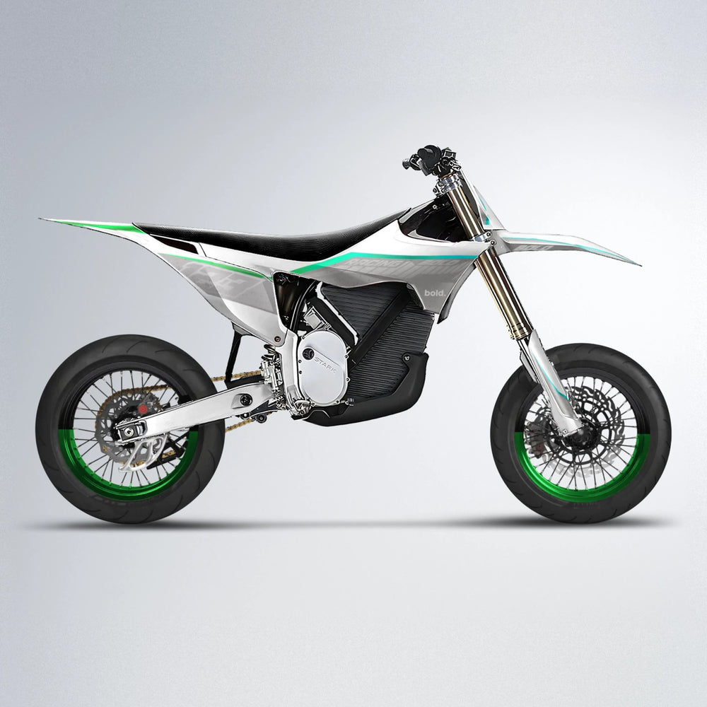 FUTURE Stark Varg SM supermoto graphics kit in Cyan & Green