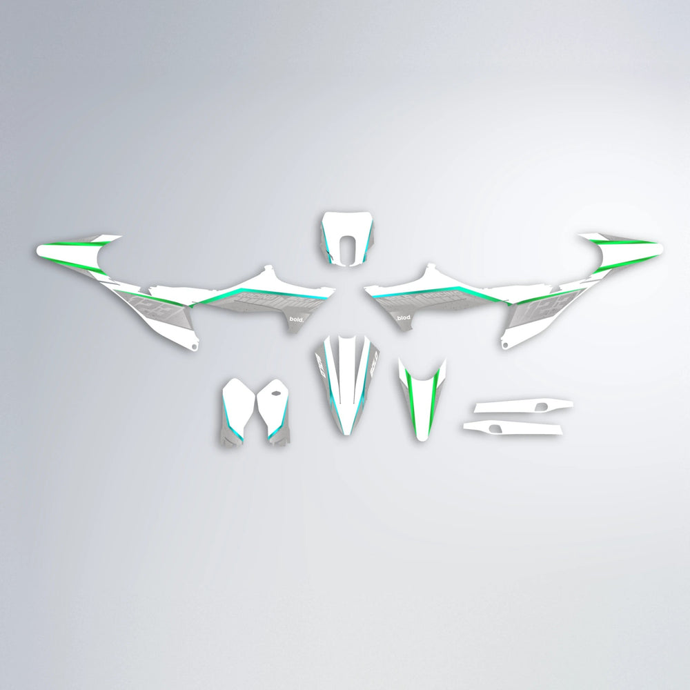 FUTURE Stark Varg SM graphics kit parts layout in Cyan & Green