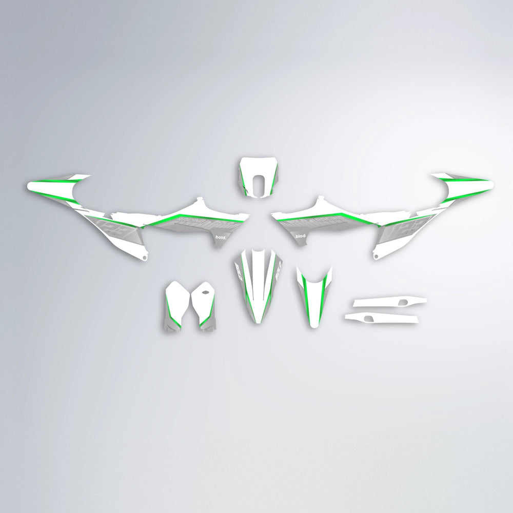 FUTURE Stark Varg SM graphics kit parts layout in Green