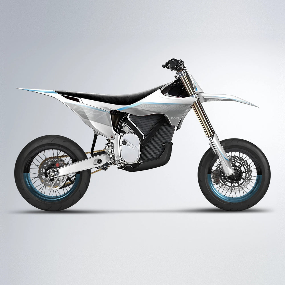 FUTURE Stark Varg SM supermoto graphics kit in Light Blue & White