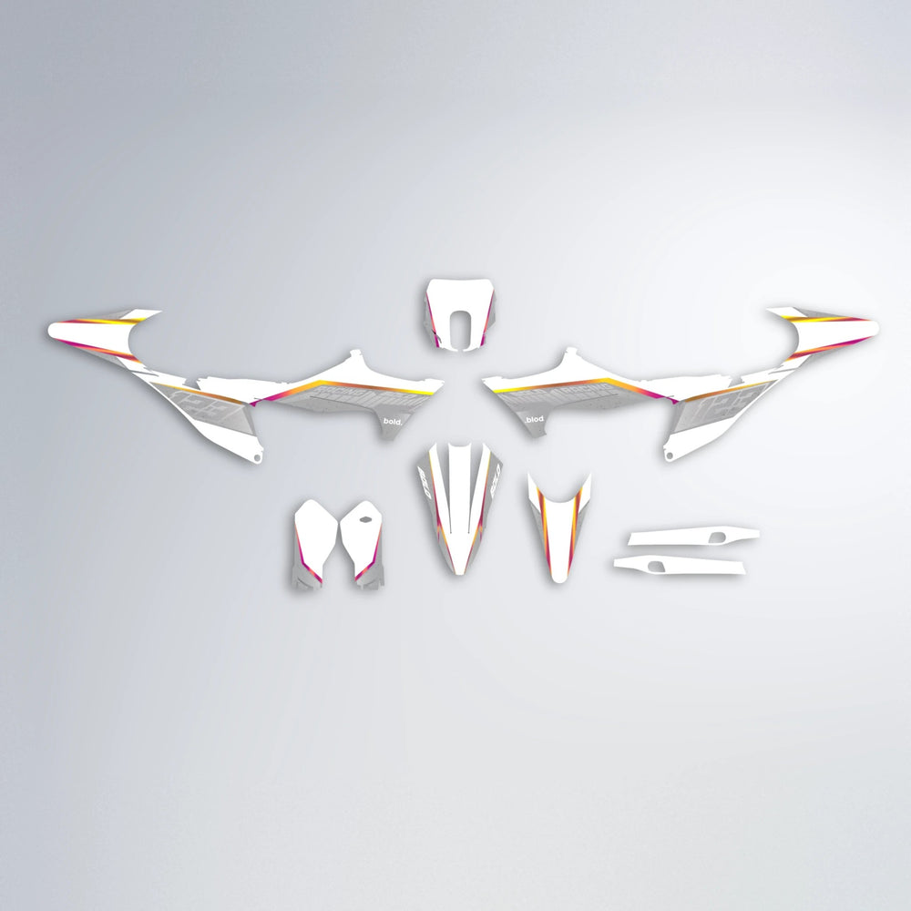 FUTURE Stark Varg SM graphics kit parts layout in Pink & Yellow