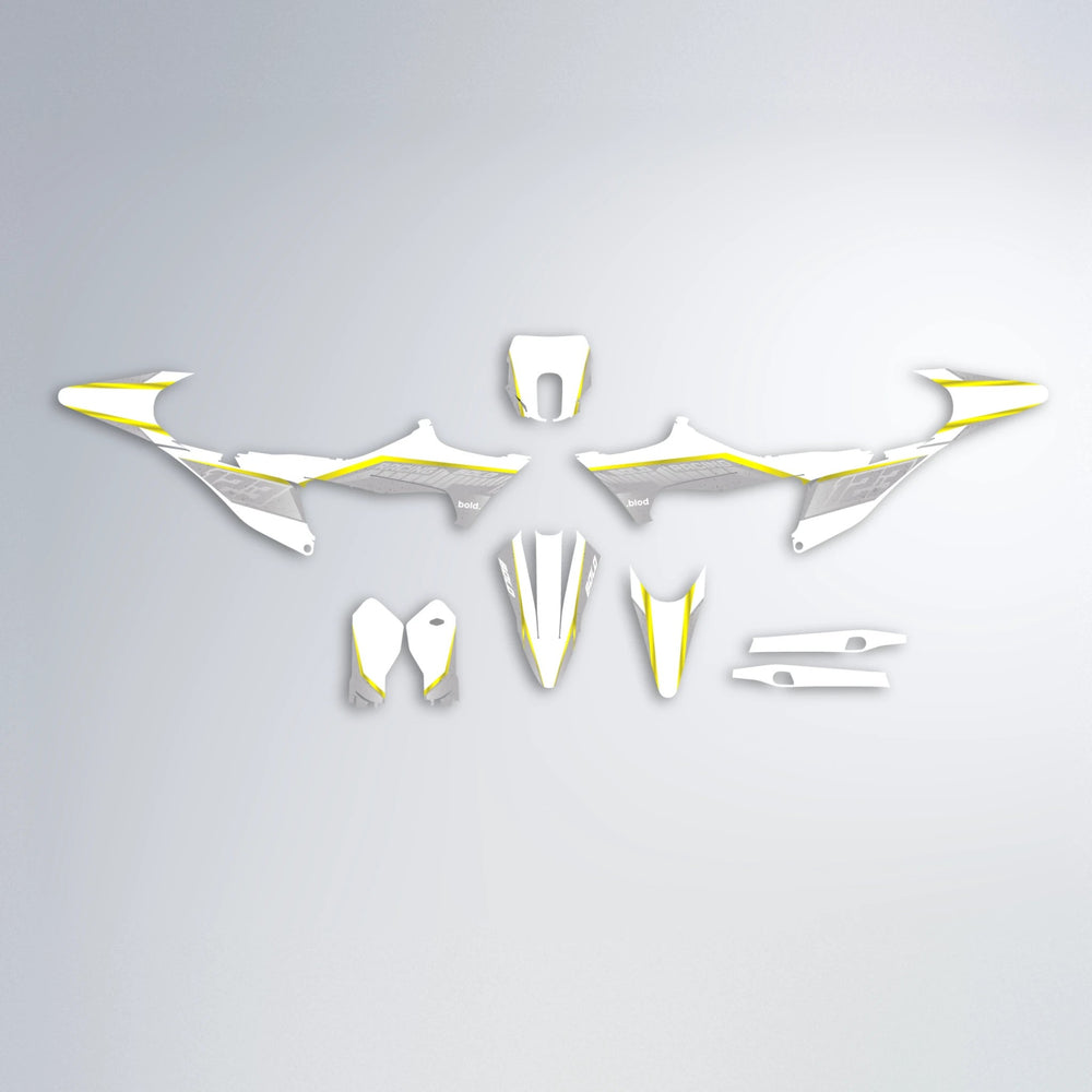 FUTURE Stark Varg SM graphics kit parts layout in Yellow