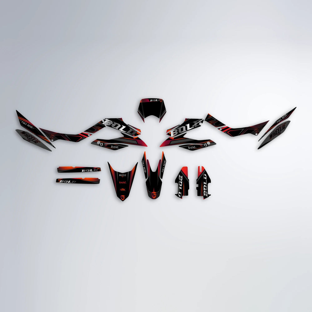 GEBEL V1 Aprilia SX 125 graphics kit parts layout in Black & Red